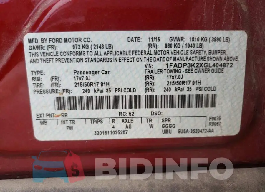 1FADP3K2XGL404872 Photo# 12