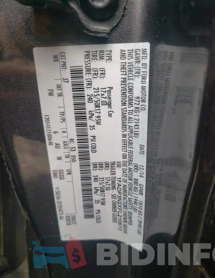 1FADP3N2XFL210613 Photo# 13