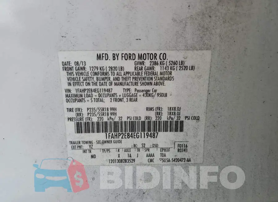 1FAHP2E84EG119487 Photo# 12