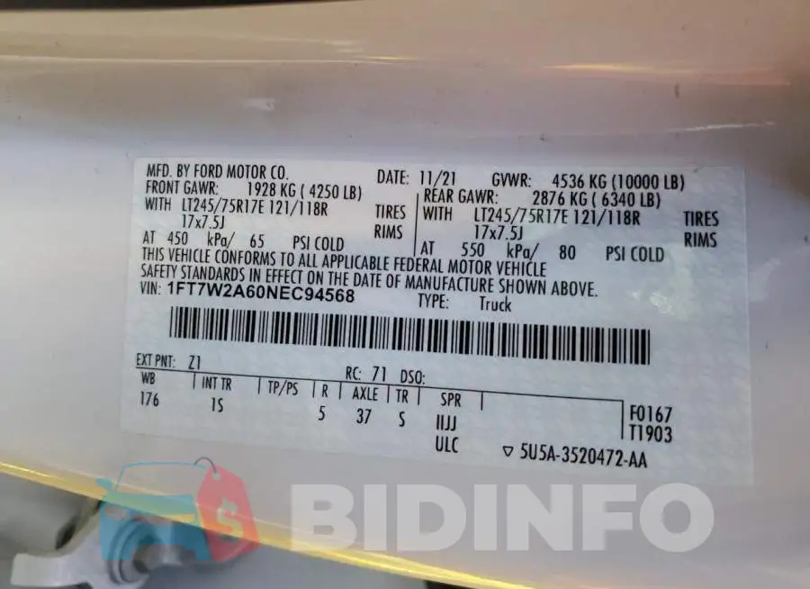1FT7W2A60NEC94568 Photo# 12