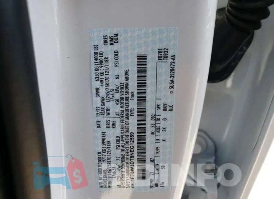 1FT8W3DT8NEG12559 Photo# 13