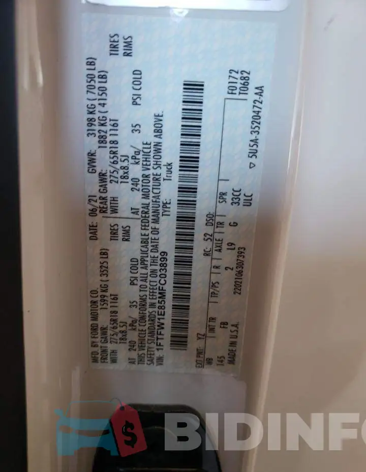 1FTFW1E85MFC03899 Photo# 12