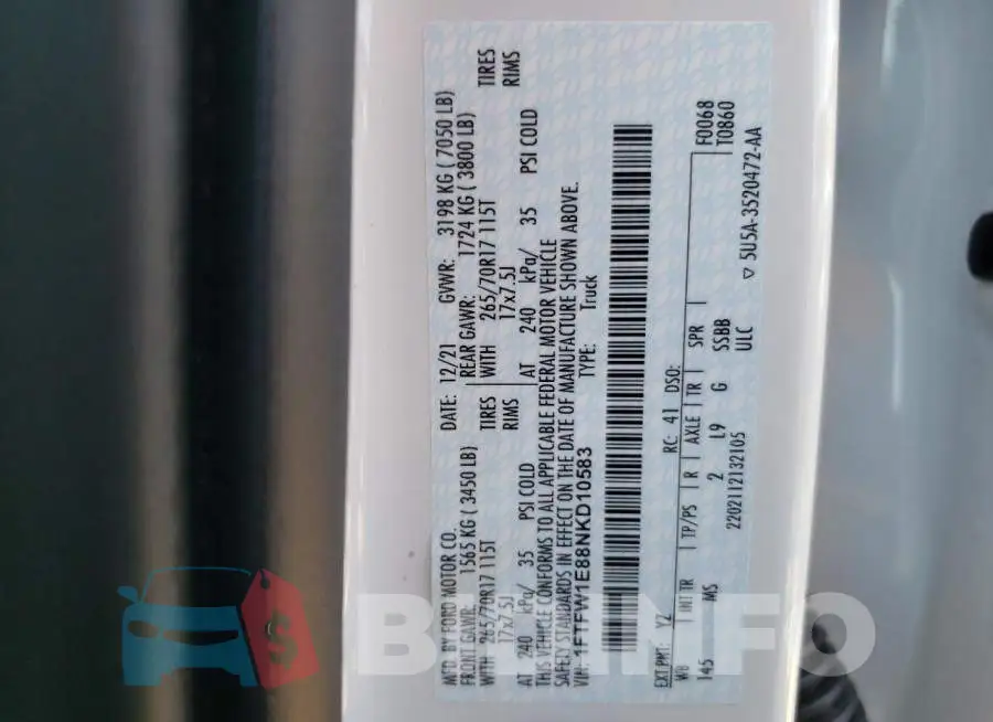 1FTFW1E88NKD10583 Photo# 12