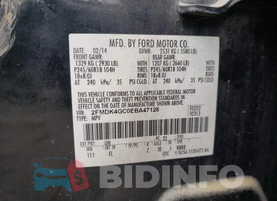2FMDK4GC0EBA47128 Photo# 13