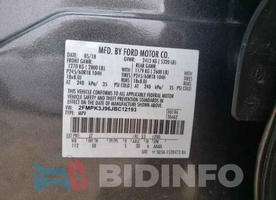 2FMPK3J96JBC12193 Photo# 14