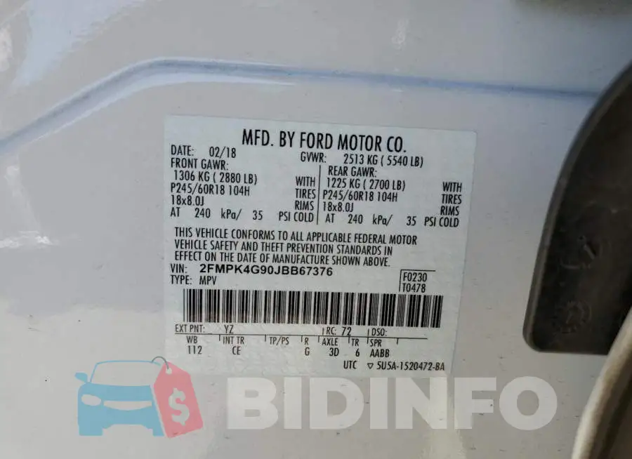 2FMPK4G90JBB67376 Photo# 13