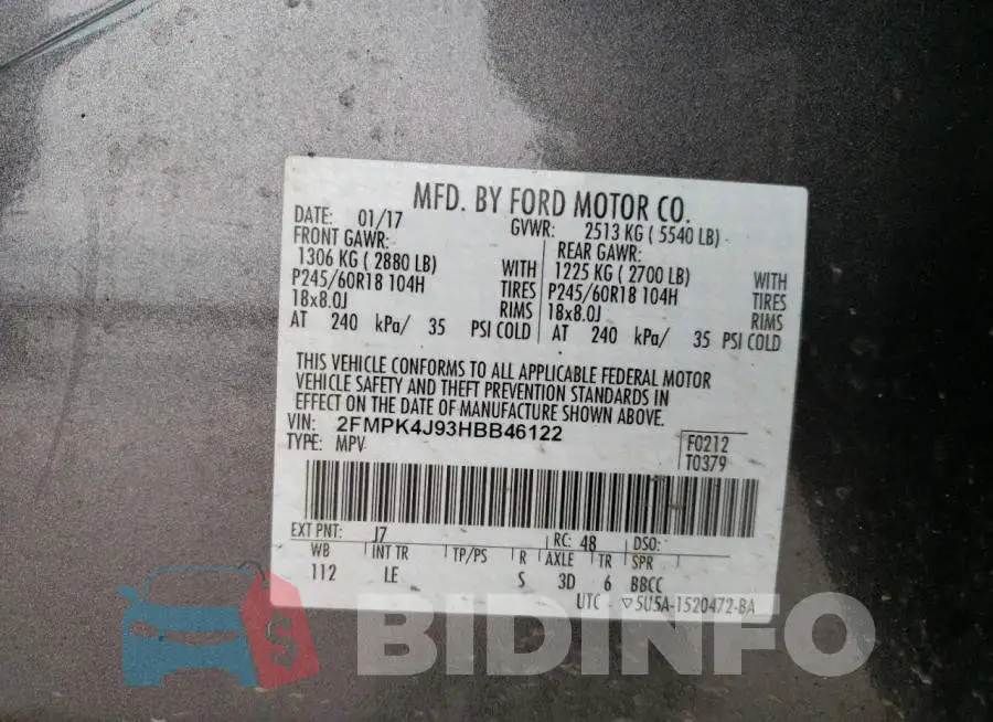 2FMPK4J93HBB46122 Photo# 13