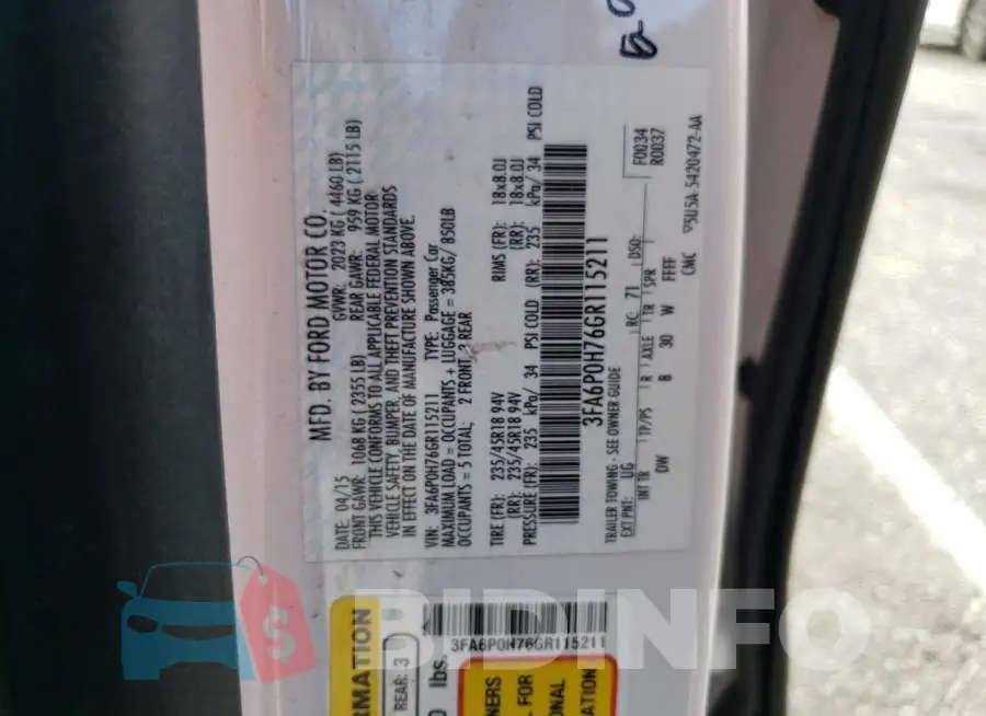 3FA6P0H76GR115211 Photo# 12