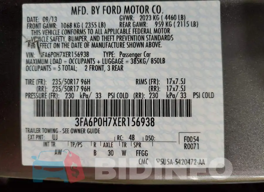 3FA6P0H7XER156938 Photo# 13