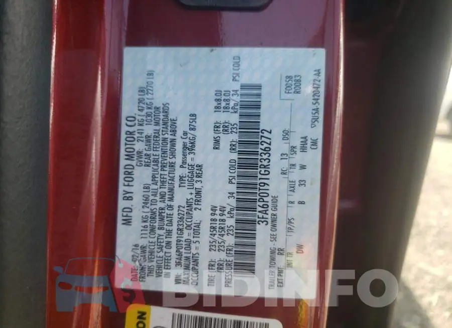 3FA6P0T91GR336272 Photo# 12