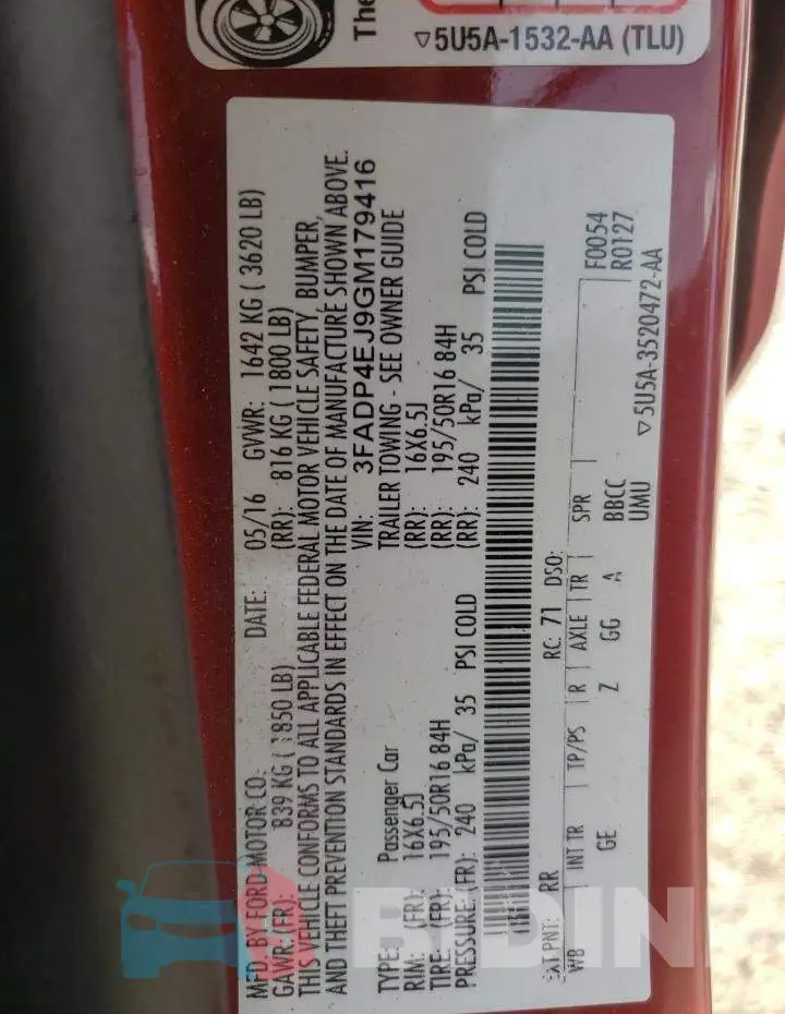 3FADP4EJ9GM179416 Photo# 12