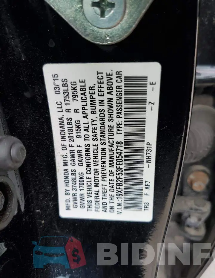 19XFB2F53FE054718 Photo# 13