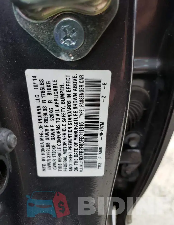 19XFB2F85FE011816 Photo# 12