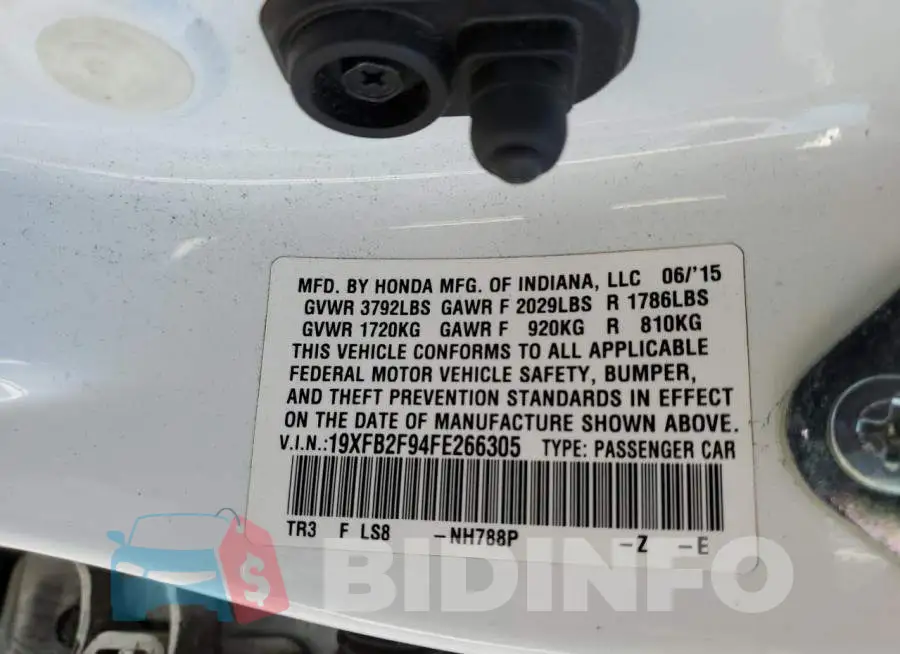 19XFB2F94FE266305 Photo# 12