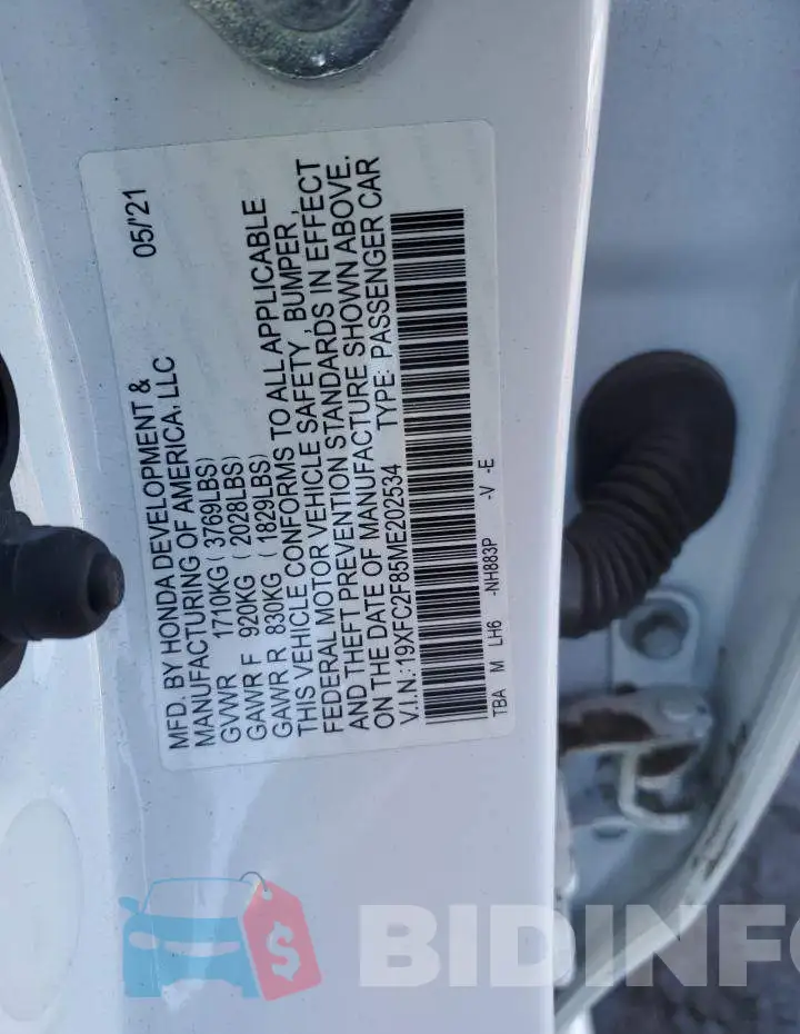 19XFC2F85ME202534 Photo# 12