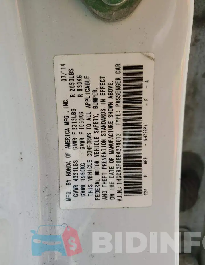 1HGCR2F88EA279812 Photo# 12