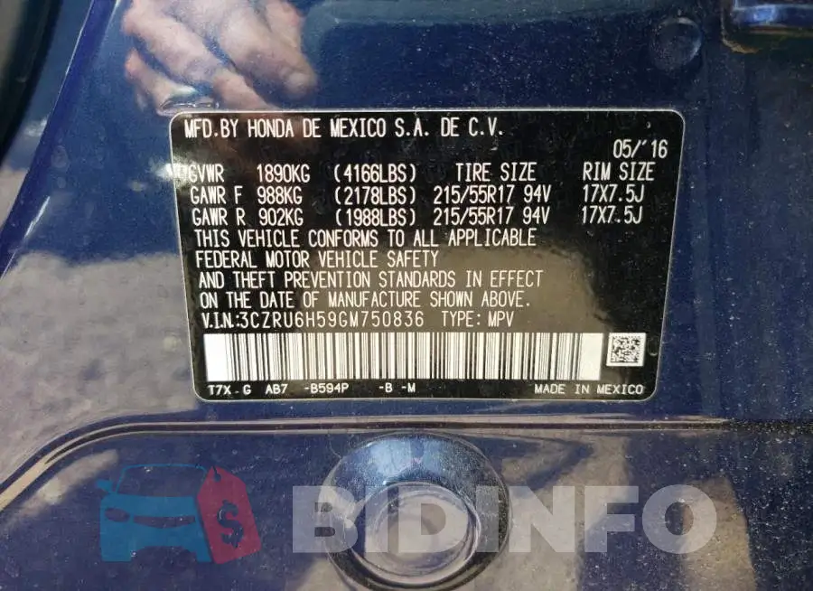 3CZRU6H59GM750836 Photo# 12