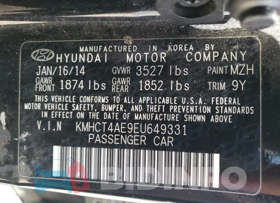 KMHCT4AE9EU649331 Photo# 12
