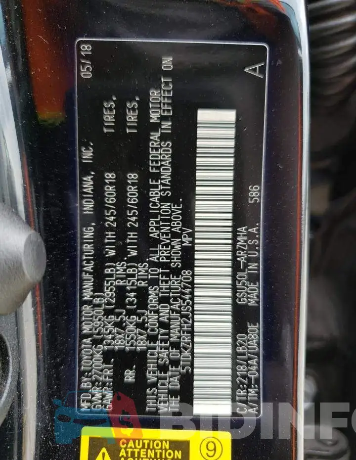 5TDKZRFH2JS544708 Photo# 13