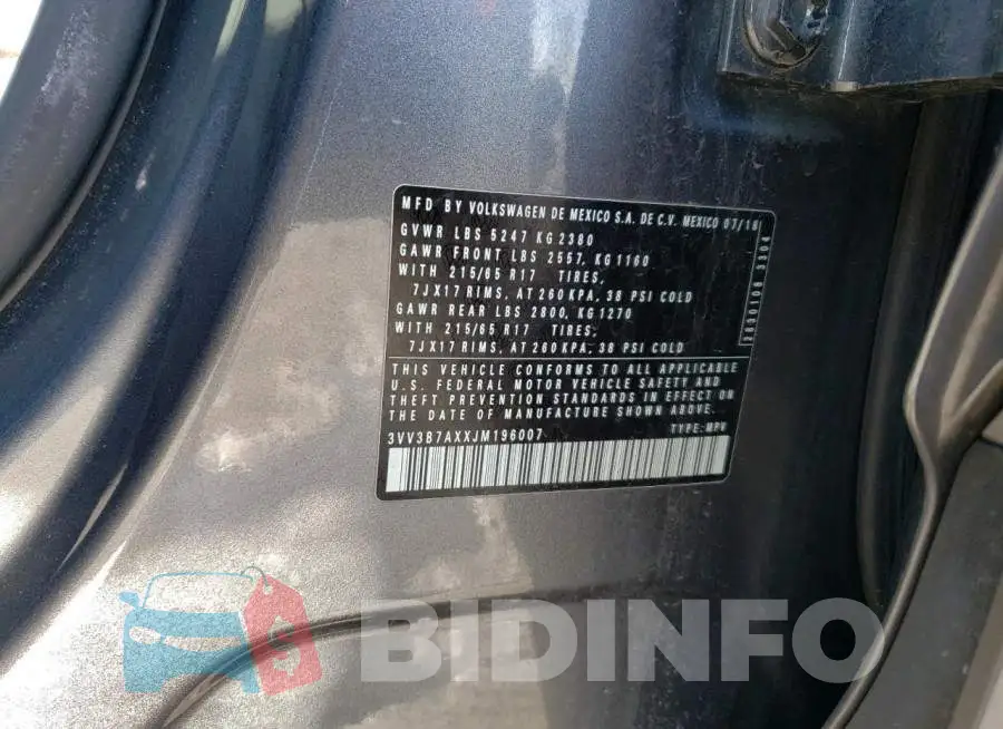 3VV3B7AXXJM196007 Photo# 14