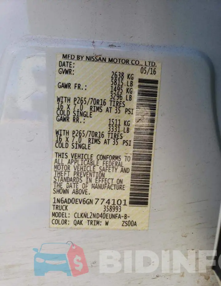 1N6AD0EV6GN774101 Photo# 12