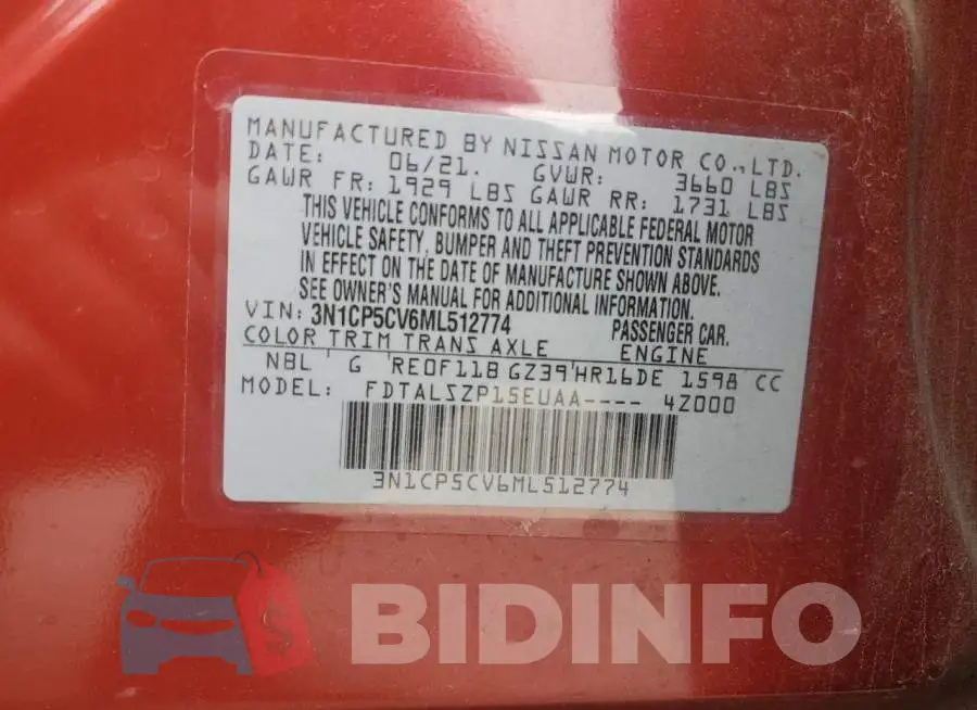 3N1CP5CV6ML512774 Photo# 13