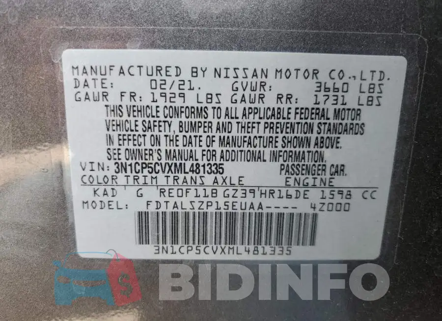 3N1CP5CVXML481335 Photo# 13