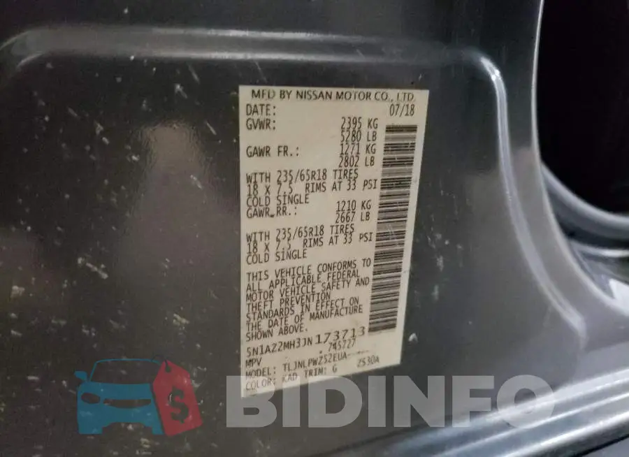 5N1AZ2MH3JN173713 Photo# 13