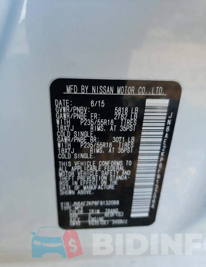 JN8AE2KP6F9132068 Photo# 13