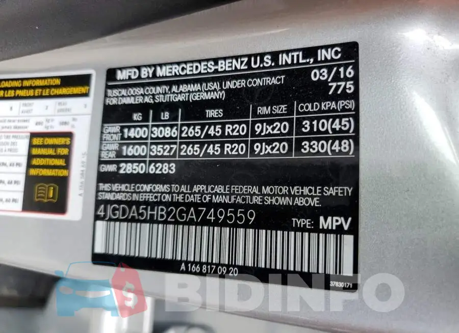 4JGDA5HB2GA749559 Photo# 13