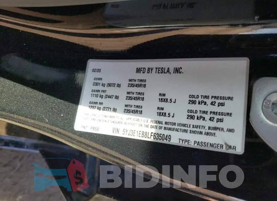 5YJ3E1EB8LF635049 Photo# 12