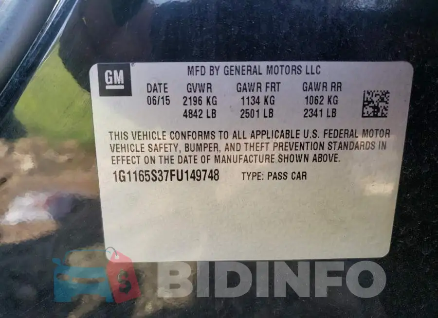 1G1165S37FU149748 Photo# 13