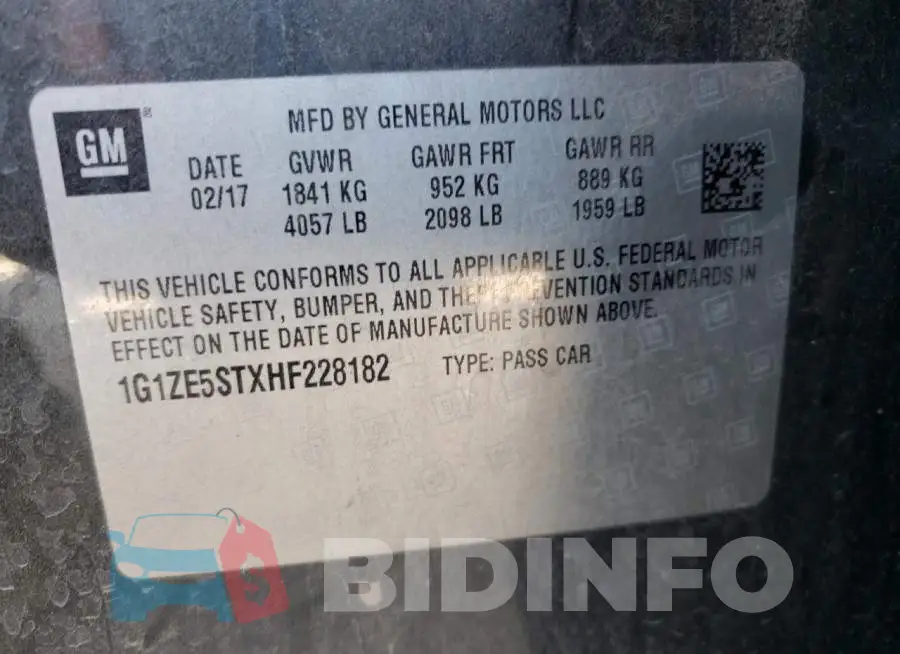 1G1ZE5STXHF228182 Photo# 10