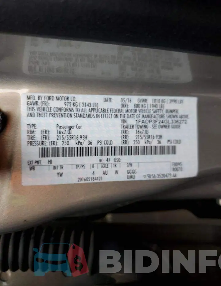 1FADP3F24GL336272 Photo# 12
