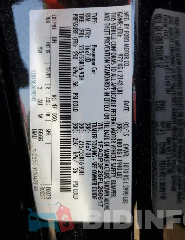 1FADP3F26FL260617 Photo# 12