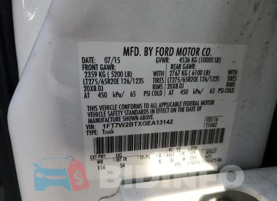 1FT7W2BTXGEA13142 Photo# 12