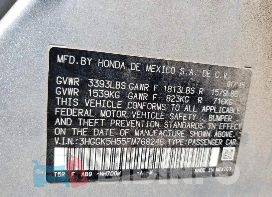 3HGGK5H55FM768246 Photo# 12