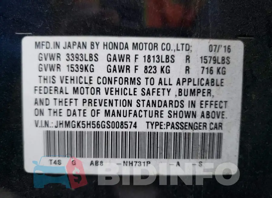 JHMGK5H56GS008574 Photo# 12