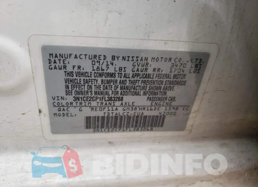 3N1CE2CP1FL383268 Photo# 12