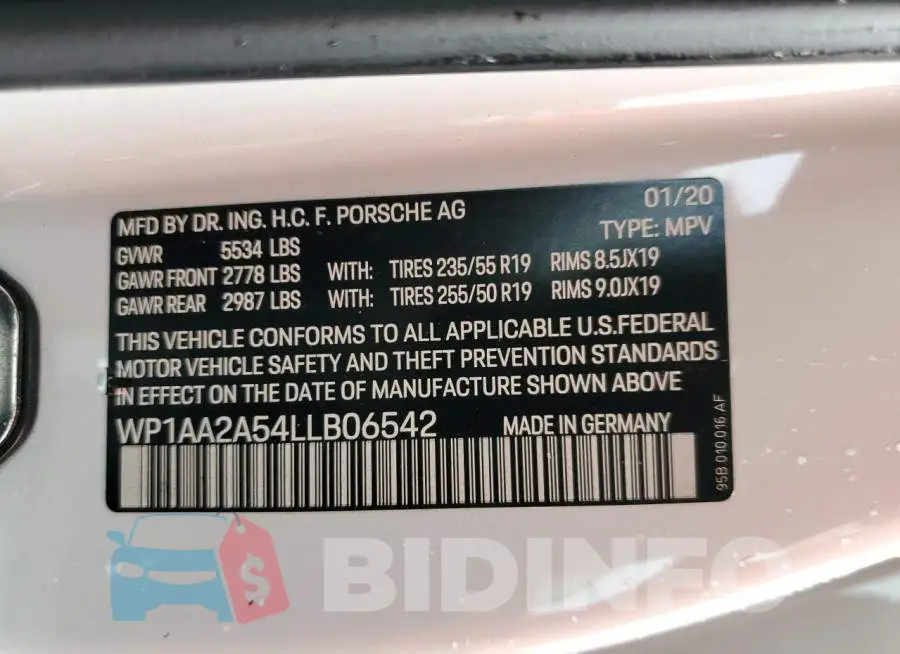 WP1AA2A54LLB06542 Photo# 13