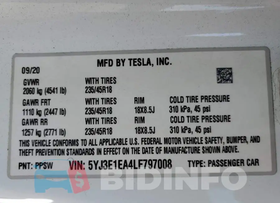 5YJ3E1EA4LF797008 Photo# 13