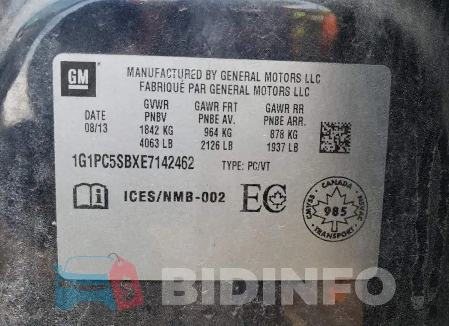 1G1PC5SBXE7142462 Photo# 12