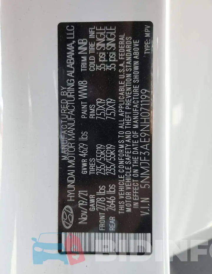5NMJF3AE9NH071199 Photo# 12