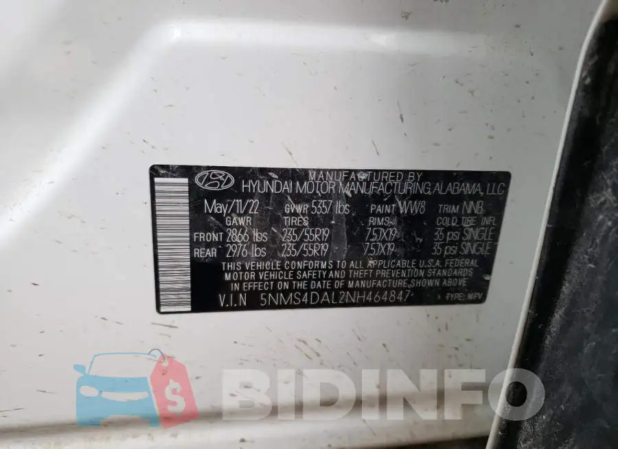 5NMS4DAL2NH464847 Photo# 13