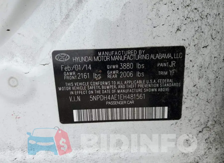 5NPDH4AE1EH481561 Photo# 12