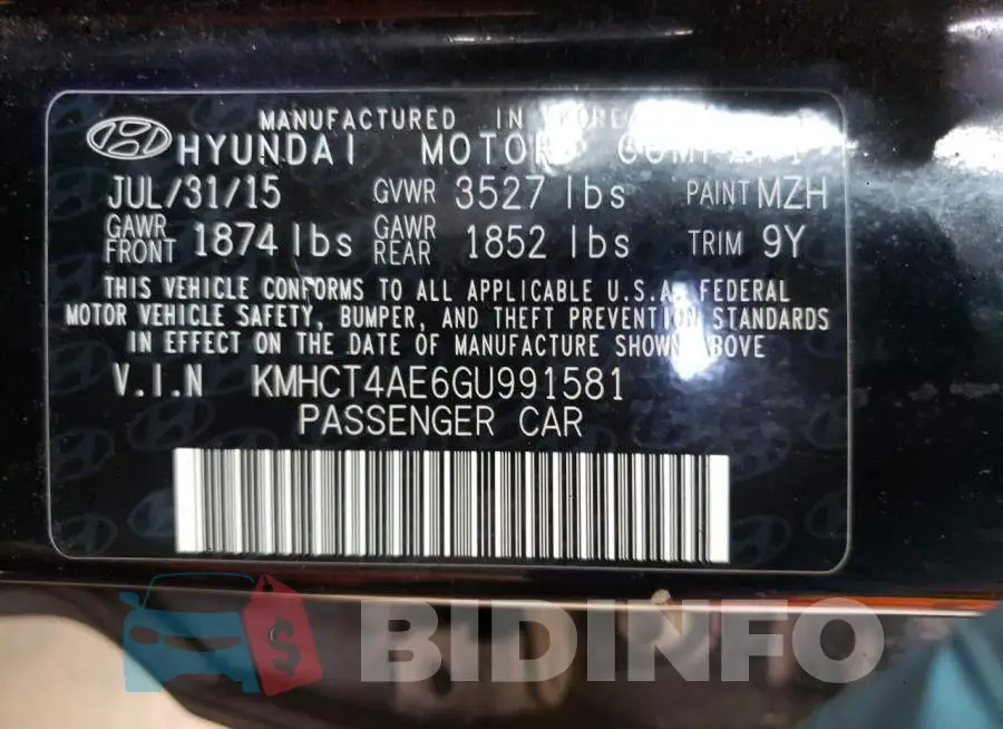 KMHCT4AE6GU991581 Photo# 12