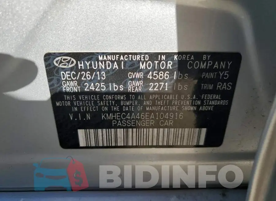 KMHEC4A46EA104916 Photo# 12