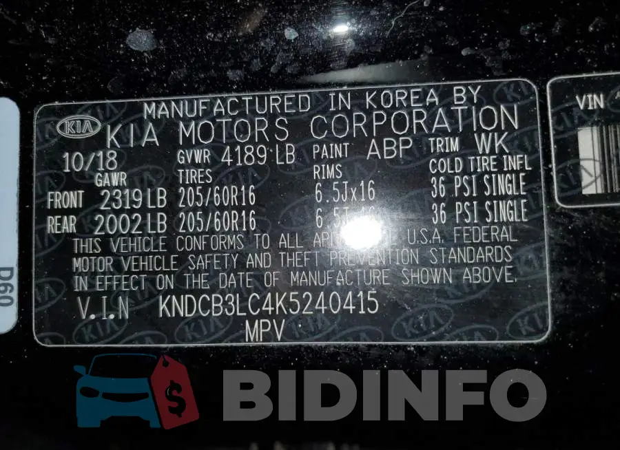 KNDCB3LC4K5240415 Photo# 13