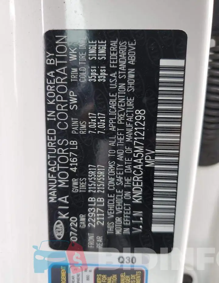 KNDERCAA5M7121298 Photo# 12