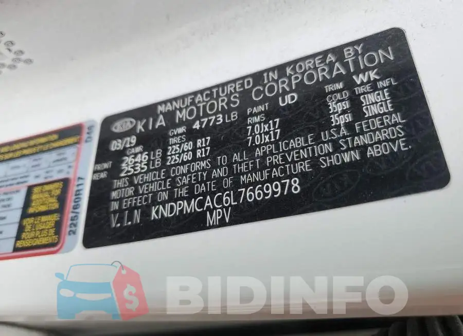 KNDPMCAC6L7669978 Photo# 13